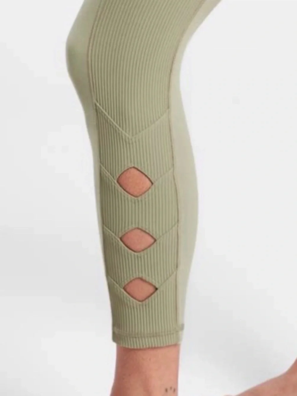 Athleta Olive Sage High-Rise Seam Detail Leggings with Cutout Accents - Picture 10 of 14
